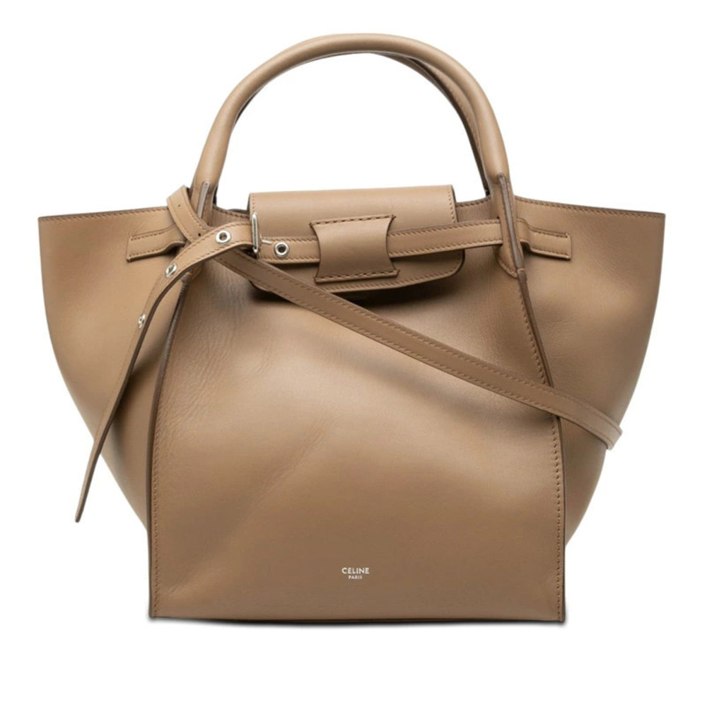 Celine Big Bag Handbag Shoulder Beige Cream Leather